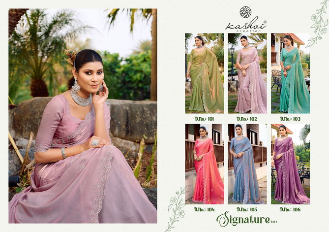 Signature Vol 1 By Kashvi Party Wear Sarees Suppliers In India 